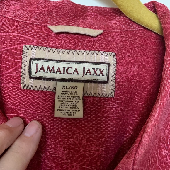 Jamaica Jaxx  Mens Silk Short Sleeve Red Button Down Hawaiian Shirt (3)🌴 - Picture 6 of 12